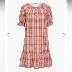 Madewell Plaid Ruffle-Sleeve Popover Mini Dress